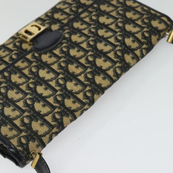 DIOR Trotter Canvas Shoulder Bag Navy Gold - Picture 6 of 16